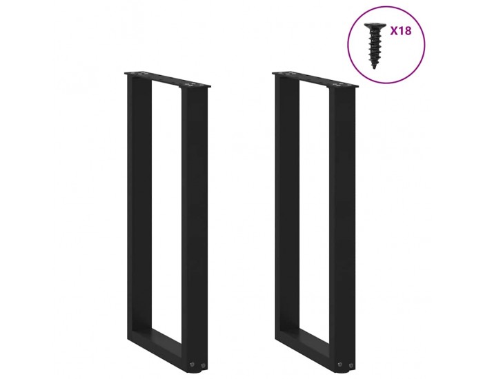 Sonata H Крака за конзолна маса, U-образни, 2 бр., черни, 28 x (72-73) см, стомана