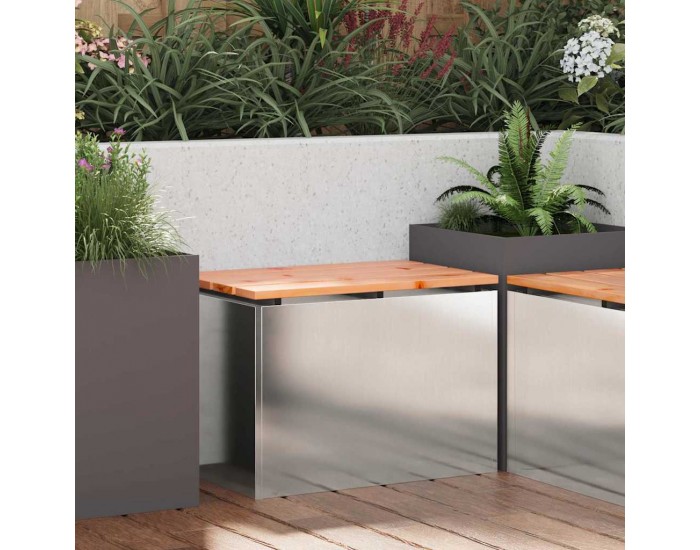 Sonata H Градинска пейка Сребрист 60 x 40 x 43 см Неръждаема стомана