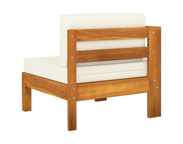 Sonata H 4-местен градински диван с кремавобели възглавници акация масив