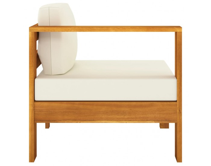 Sonata H 4-местен градински диван с кремавобели възглавници акация масив