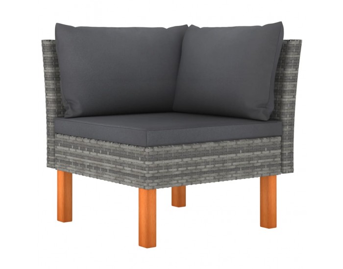 Sonata H 4-местен градински диван с възглавници, сив полиратан