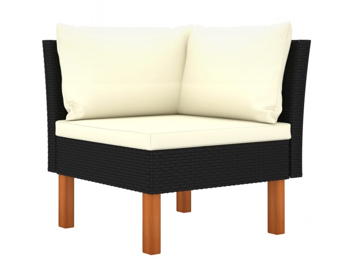 Sonata H 4-местен градински диван с възглавници, черен полиратан