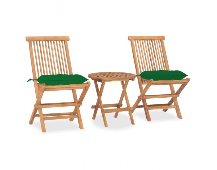 Sonata H Сгъваем трапезен комплект с възглавници, 3 части, тик масив