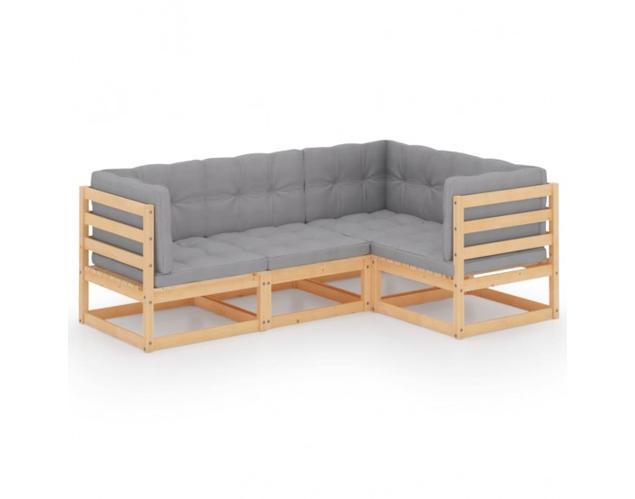 Sonata H 4-местен градински лаундж комплект с възглавници, бор масив