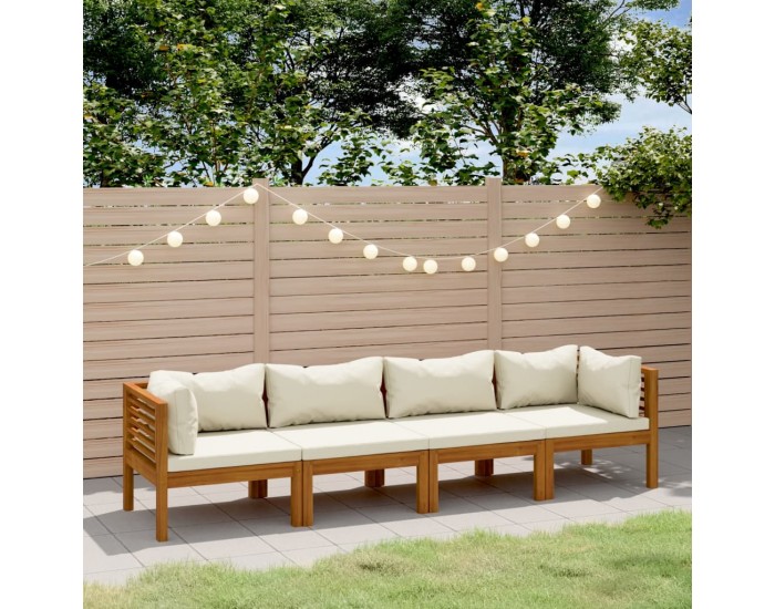 Sonata H 4-местен градински диван с кремава възглавница, акация масив