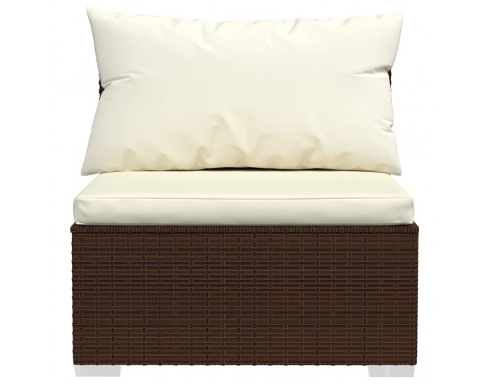 Sonata H 4-местен градински диван с възглавници, кафяв полиратан