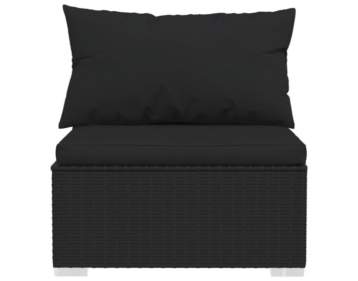 Sonata H 3-местен диван с възглавници, черен, полиратан