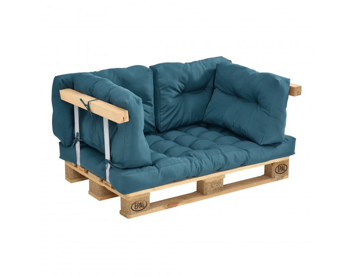 Възглавница от палети Mogán 1x възглавница за седалка 4x възглавница за гръб тюркоаз