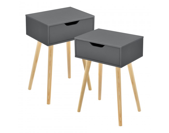 Странична масичка Östersund, комплект от 2 части, тъмносива []