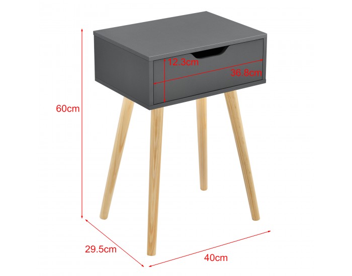 Странична масичка Östersund, комплект от 2 части, тъмносива []