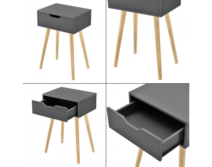 Странична масичка Östersund, комплект от 2 части, тъмносива []