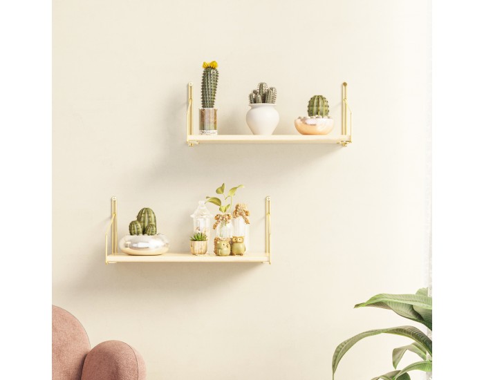 Стенен рафт Muurame 40x14x17 см Златен []
