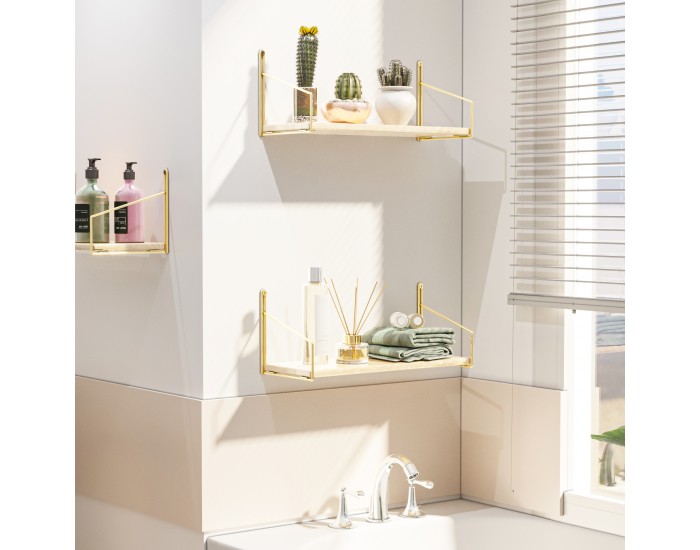 Стенен рафт Muurame 40x14x17 см Златен []