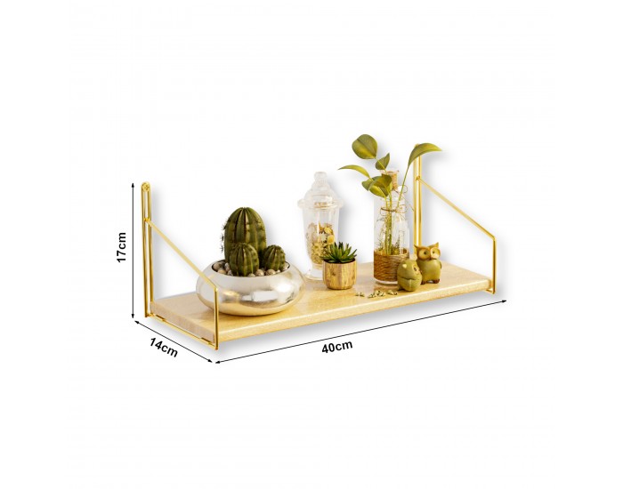 Стенен рафт Muurame 40x14x17 см Златен []