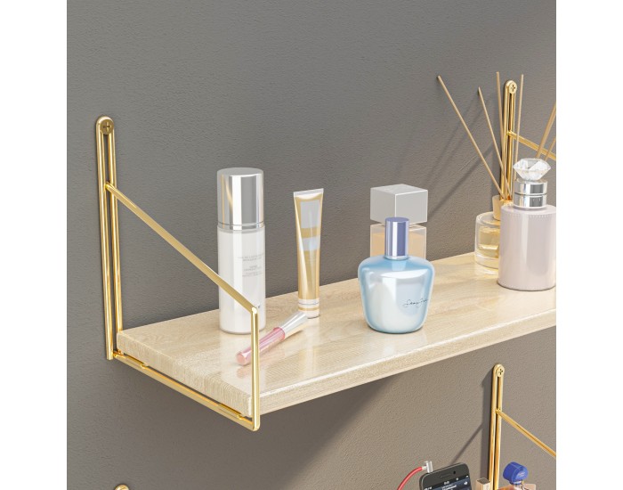 Стенен рафт Muurame 40x14x17 см Златен []