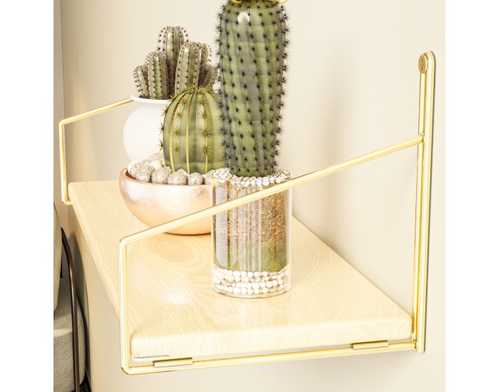 Стенен рафт Muurame 40x14x17 см Златен []