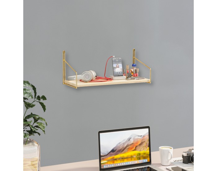 Стенен рафт Muurame 40x14x17 см Златен []