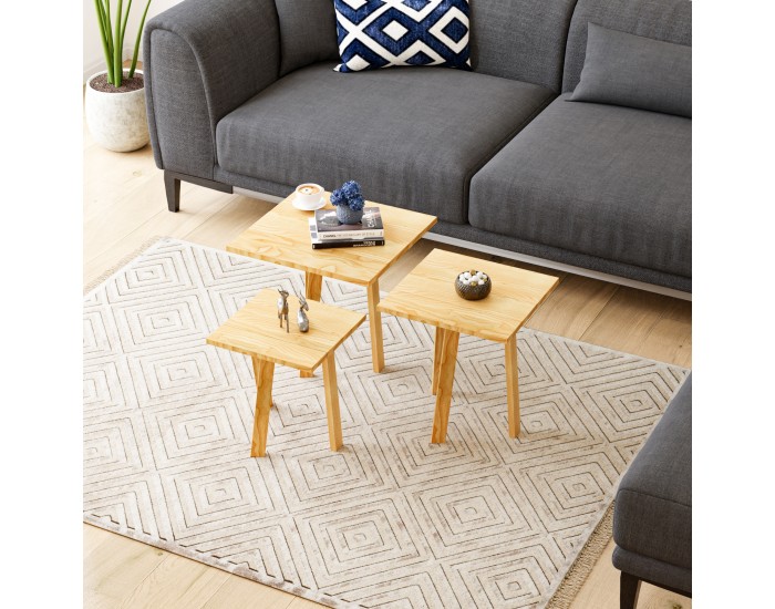 Маси за гнездене Masku, комплект от 3, естествени цветове []