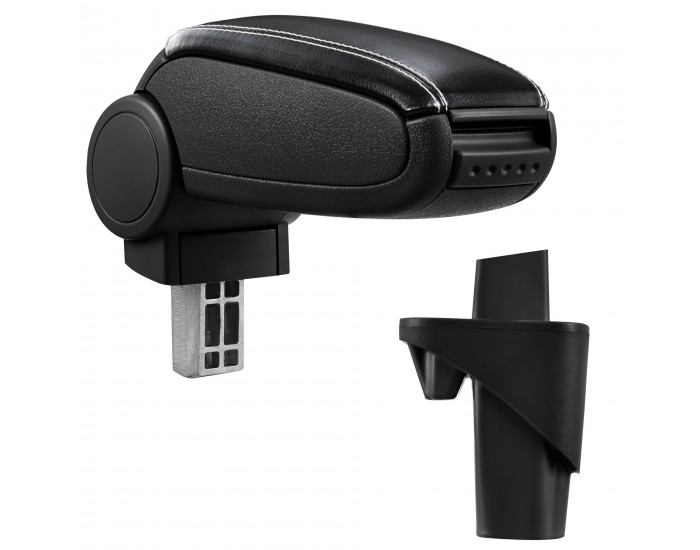 Централен подлакътник Opel Agila A Suzuki Wagon R+ с отделение изкуствена кожа черна с бели шевове