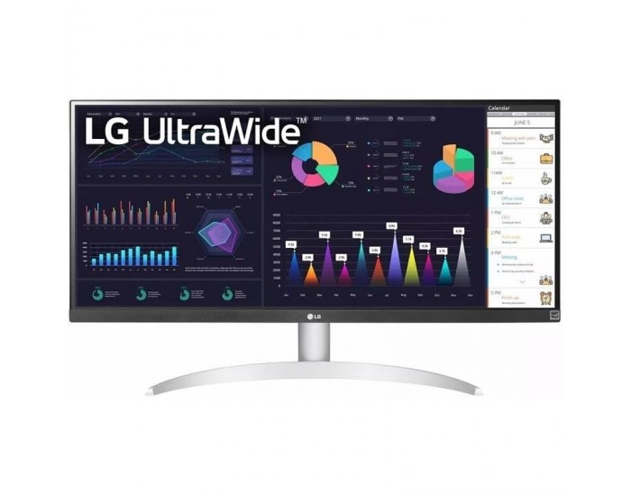 Монитор LG 29WQ600-W, 29" UltraWide Full HD, IPS Panel, 1ms MBR, 1000:1, 250 cd/m2, 21:9, 2560 x 1080, HDR 10, sRGB 99%, FreeSync, 100Hz, USB Type-C, Speacers, HDMI, DP, Tilt, Headphone Out, Black