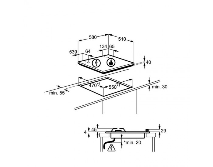 Вграден комбиниран плот Electrolux EGE6172NOK , Комбиниран