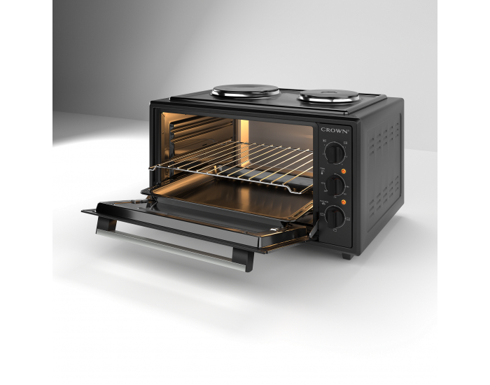 Готварска печка (мини) Crown CMO-455BF , 2 ток , Черен