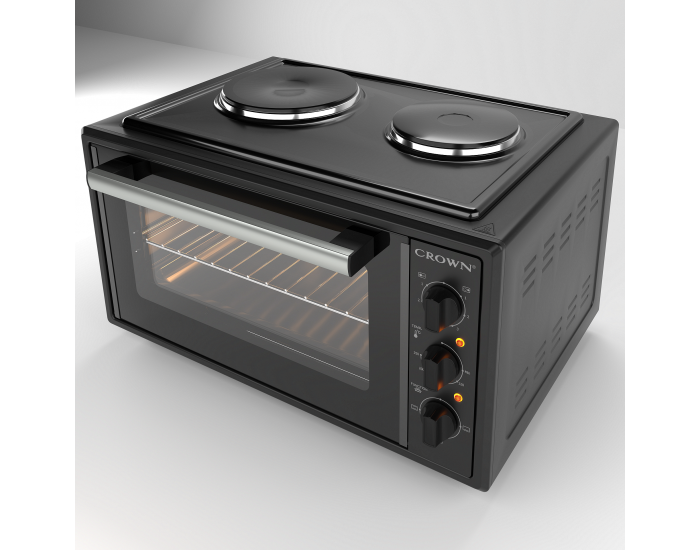 Готварска печка (мини) Crown CMO-455BF , 2 ток , Черен