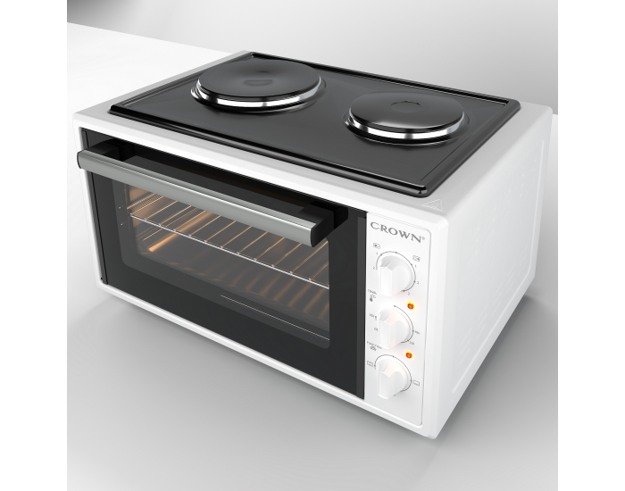Готварска печка (мини) Crown CMO-466WF , 2 ток , Бял
