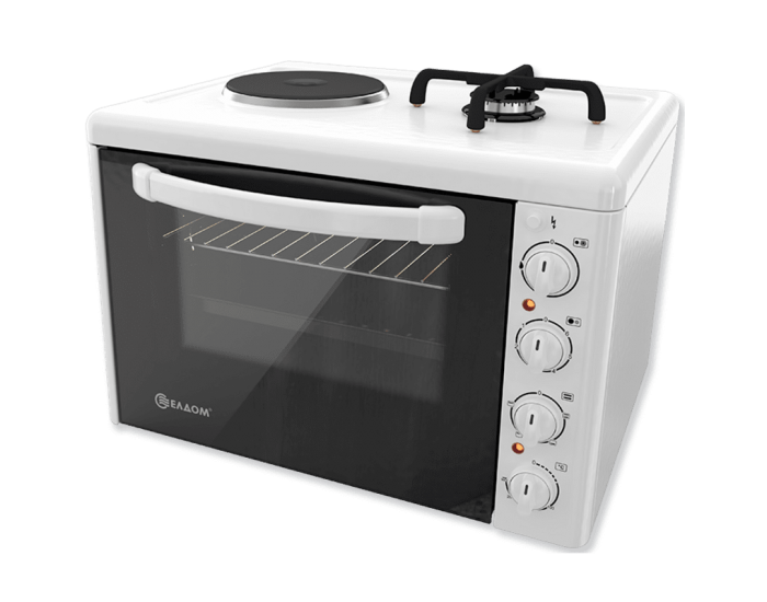 Готварска печка мини Елдом 213VFE-NEW , 1 ток 1 газ , Бял
