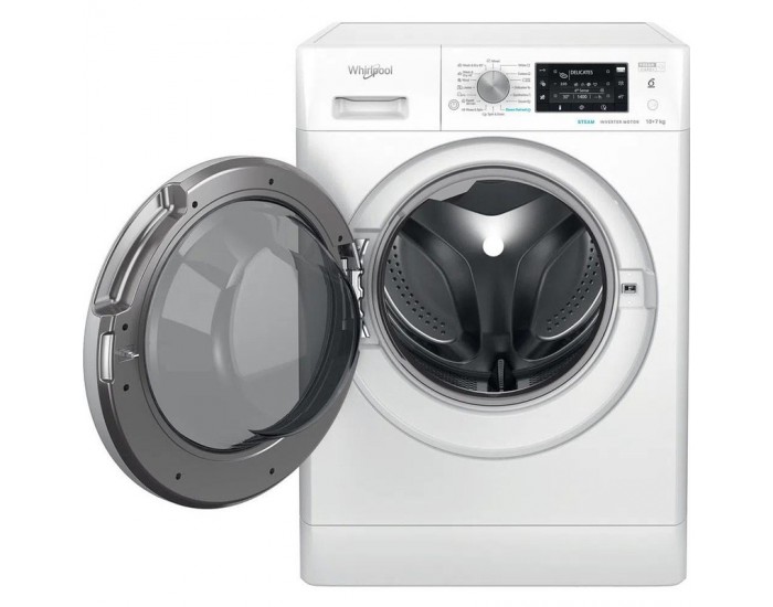 Пералня със сушилня Whirlpool FFWDD 1076258 SV EE , 1600 об./мин., 10.00 kg, 7 kg, E , Бял