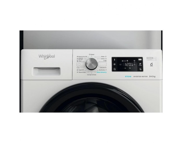 Пералня със сушилня Whirlpool FFWDB 864349 BV EE , 1400 об./мин., 8.00 kg, 6 kg, D , Бял