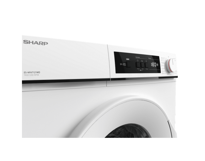 Пералня Sharp ES-NFA7121WD , 1200 об./мин., 7.00 kg, D , Бял