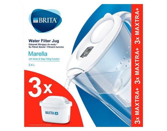 Филтрираща кана Brita MARELLA COOL MEMO 2.4L- БЯЛ + 3 ФИЛТЪРА M PLUS , 2.4L