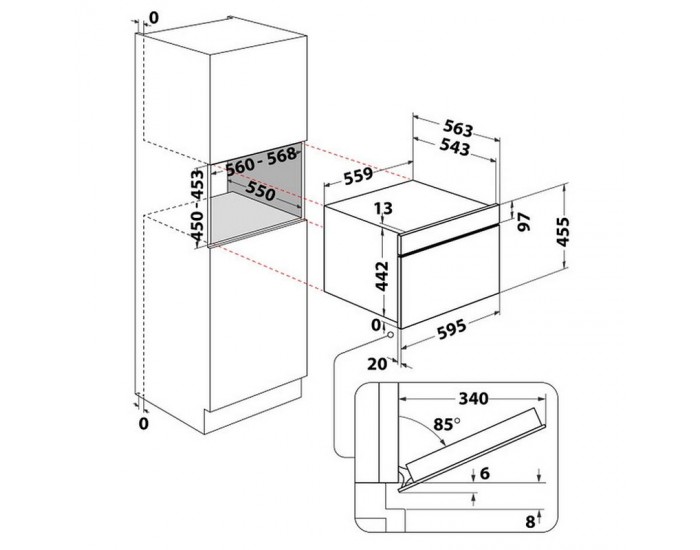 Вградена микровълнова фурна Whirlpool WCW9O7PHTSB , Сензорно , 53