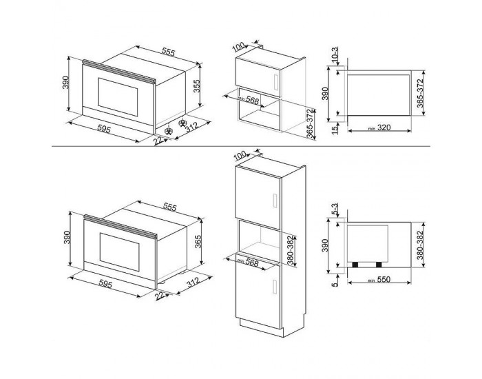 Вградена микровълнова фурна SMEG MP822NPO , Механично , 22