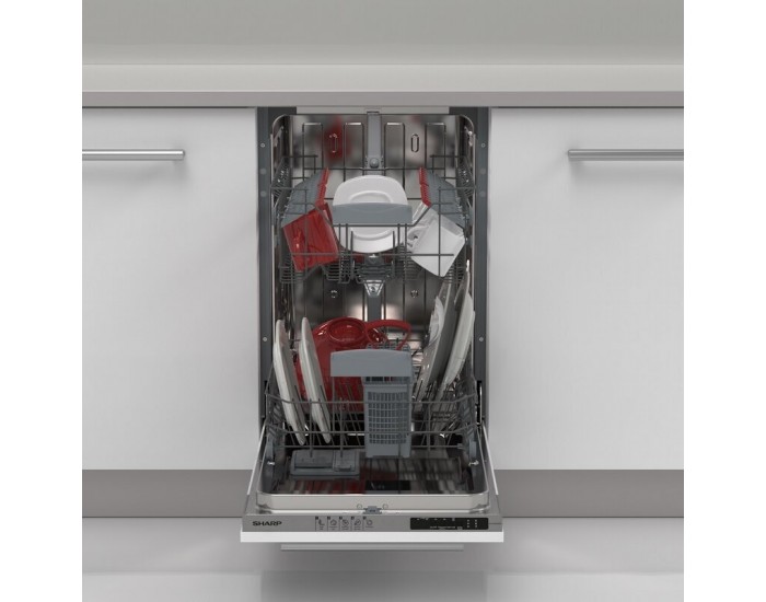 Съдомиялна машина за вграждане Sharp QW-NS14I49EX , 10 комплекта, E , 45 Ш, мм