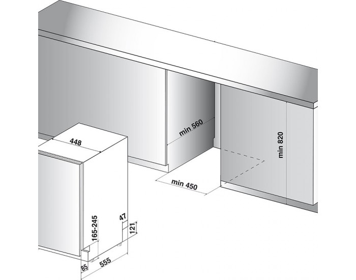 Съдомиялна машина за вграждане Whirlpool WSIC 3M27 C , 10 комплекта, E , 450 Ш, мм