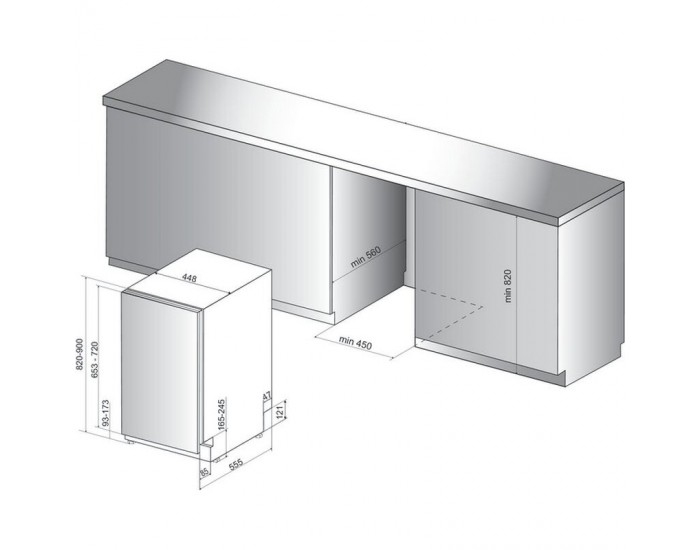 Съдомиялна машина за вграждане Hotpoint-Ariston HSIO 3O23 WFE , 10 комплекта, E , 450 Ш, мм