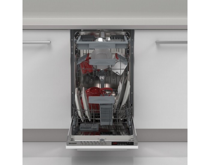 Съдомиялна машина за вграждане Sharp QW-NS1GI47EX , 10 комплекта, E , 45 Ш, мм
