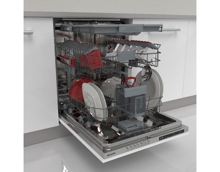 Съдомиялна машина за вграждане Sharp QW-NI27I47DX , 15 комплекта, D , 600 Ш, мм