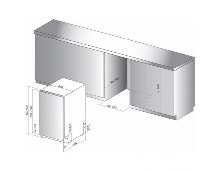 Съдомиялна машина за вграждане Whirlpool WSIP 4O33 PFE , 10 комплекта, D , 450 Ш, мм