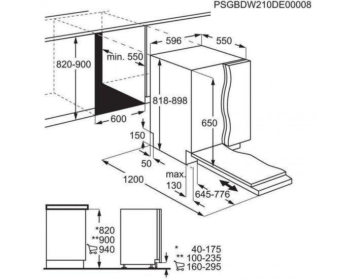 Съдомиялна машина за вграждане AEG FSS5261XZ , 13 комплекта, E , 600 Ш, мм