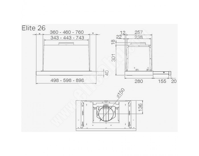 Вграден абсорбатор Elica ELITE26 IX 60