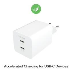 Зарядно устройство Mophie Essentials Dual USB-C-PD-50W 409911854 - Разклонители, Зарядни и Кабели