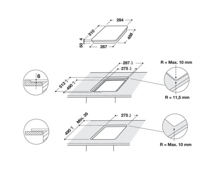 Вграден керамичен плот Whirlpool WS Q0530 NE , Индукционен