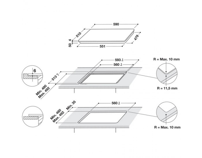 Вграден керамичен плот Whirlpool WS Q2160 NE , Индукционен