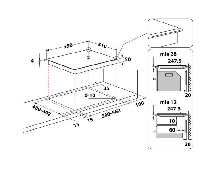 Вграден керамичен плот Whirlpool WF S5060 CPBF , Индукционен
