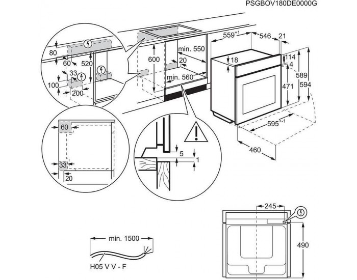 Фурна за вграждане Electrolux EOD5F71Z , 72 , Push бутони , А , Водно почистване