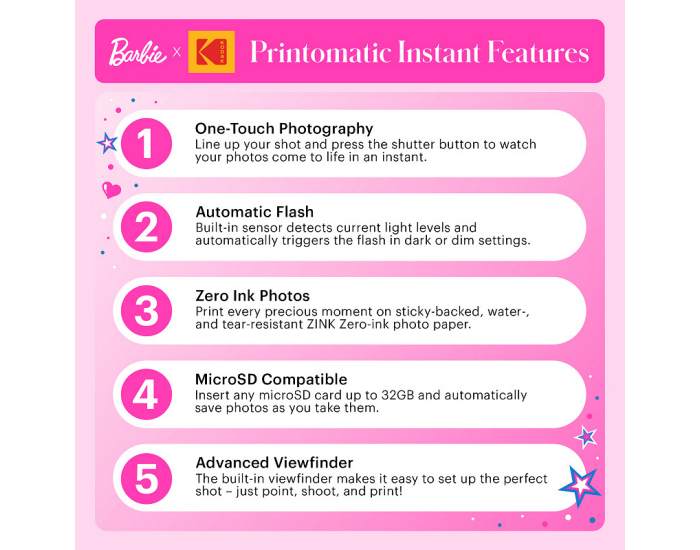 Фотоапарат за моментни снимки Kodak Printomatic Barbie Camera 2