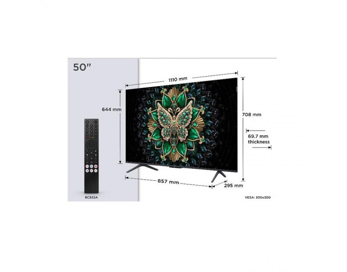 Телевизор TCL 50C6K , 126 см, 3840x2160 UHD-4K , 50 inch, Android , Mini LED , Smart TV